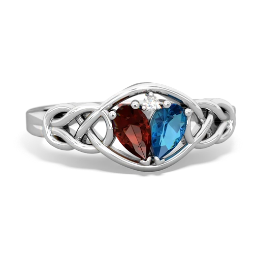 garnet-london topaz celtic knot ring