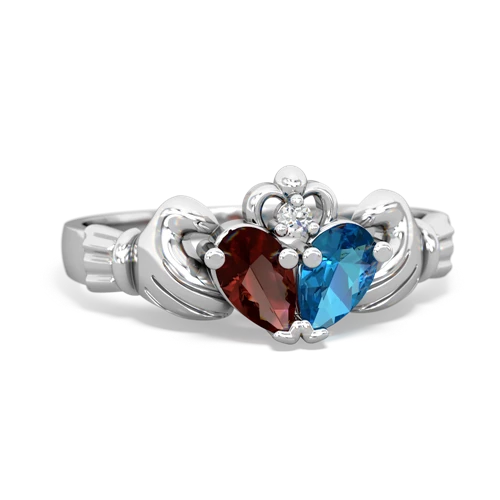 garnet-london topaz claddagh ring