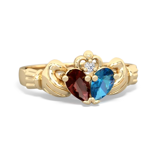 garnet-london topaz claddagh ring