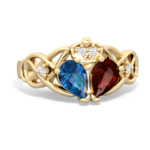 garnet-london topaz claddagh ring