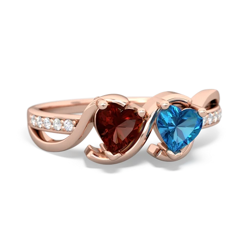 garnet-london topaz double heart ring