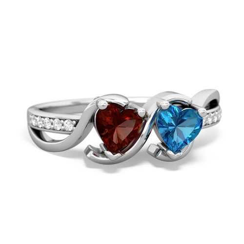 garnet-london topaz double heart ring