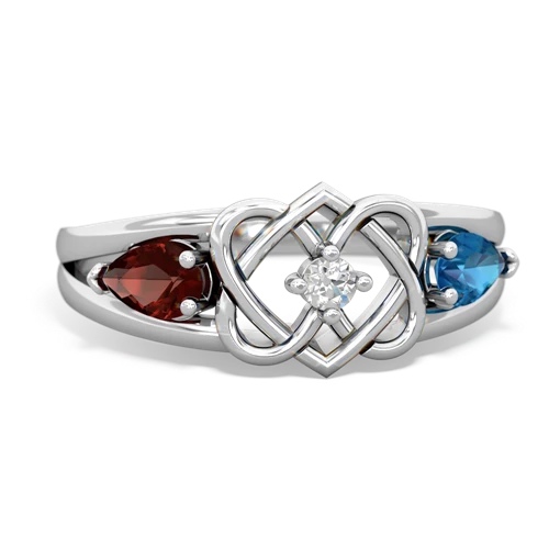 garnet-london topaz double heart ring