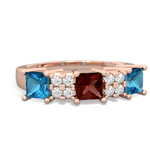 Garnet Genuine Garnet with Genuine London Blue Topaz and Genuine Emerald Three Stone ring Ring