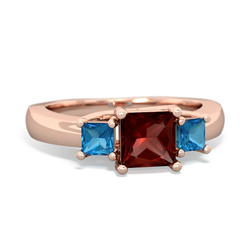 Garnet Genuine Garnet with Genuine London Blue Topaz and Genuine Pink Tourmaline Three Stone Trellis ring Ring