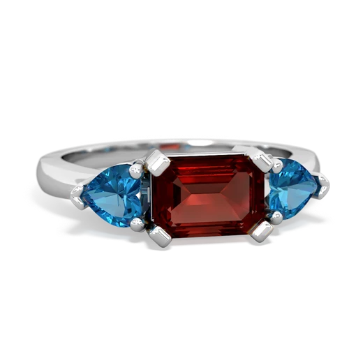 Garnet Genuine Garnet with Genuine London Blue Topaz and Genuine Emerald Three Stone ring Ring