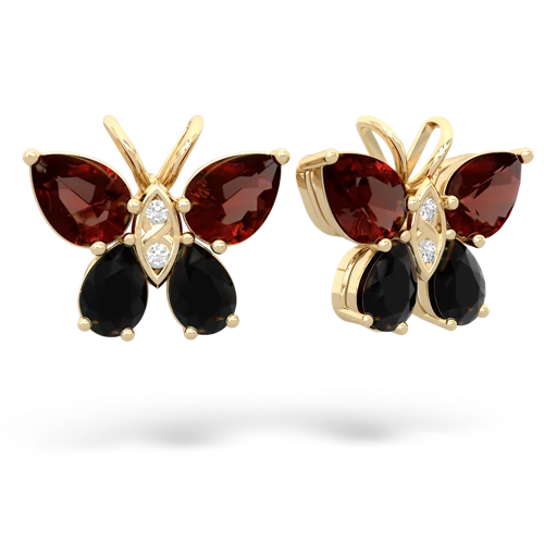 garnet-onyx butterfly earrings
