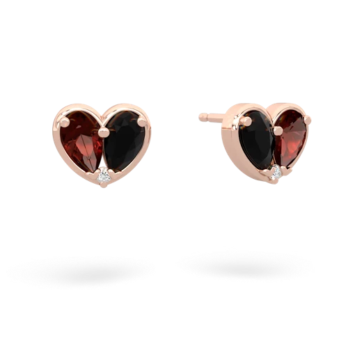 garnet-onyx one heart earrings