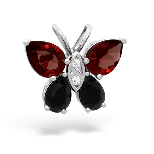 garnet-onyx butterfly pendant