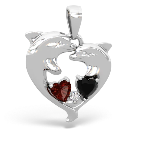 garnet-onyx dolphins pendant