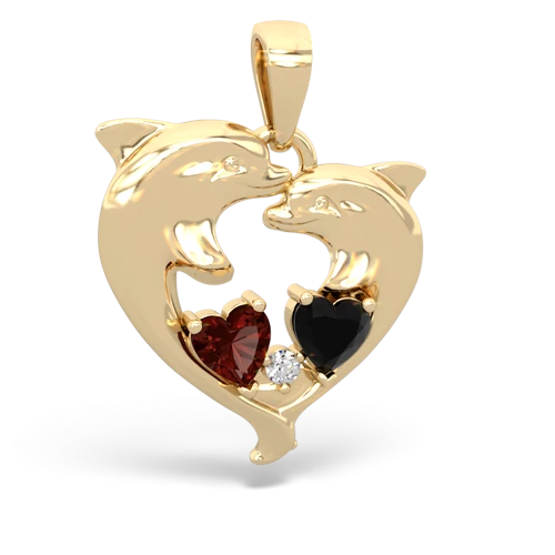 garnet-onyx dolphins pendant