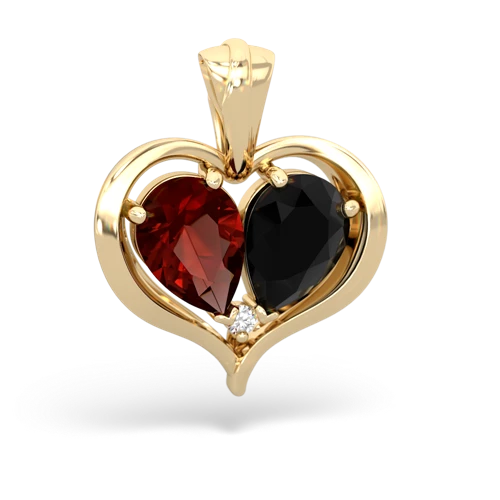 garnet-onyx half heart whole pendant