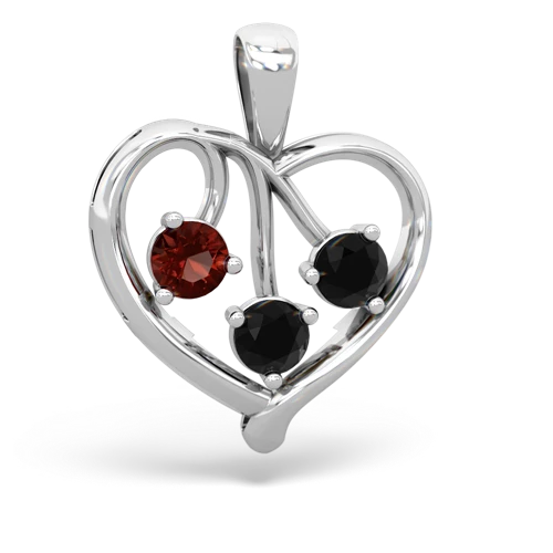 garnet-onyx love heart pendant