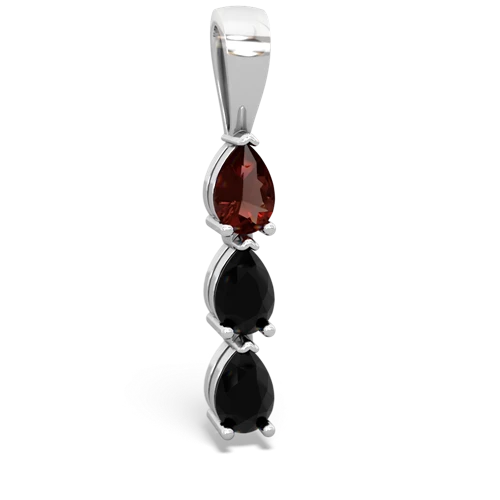 garnet-onyx three stone pendant