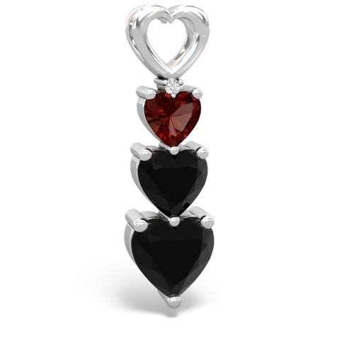 garnet-onyx three stone pendant
