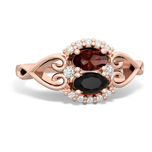 garnet-onyx antique keepsake ring