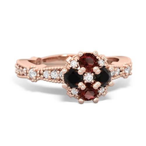 garnet-onyx art deco engagement ring