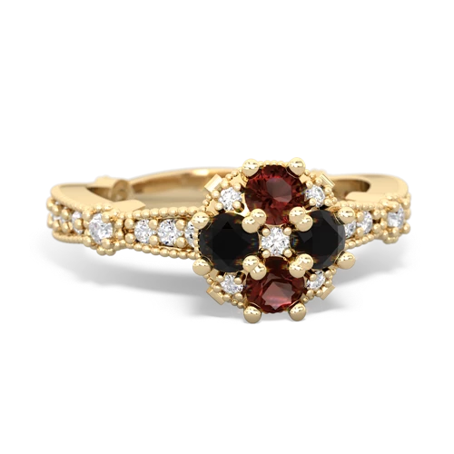 garnet-onyx art deco engagement ring