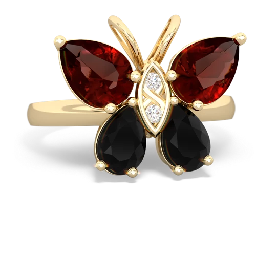 garnet-onyx butterfly ring