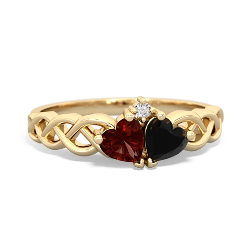 garnet-onyx celtic braid ring