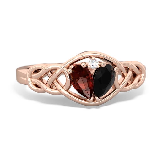 garnet-onyx celtic knot ring