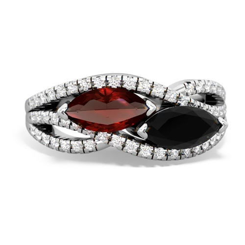 garnet-onyx double heart ring