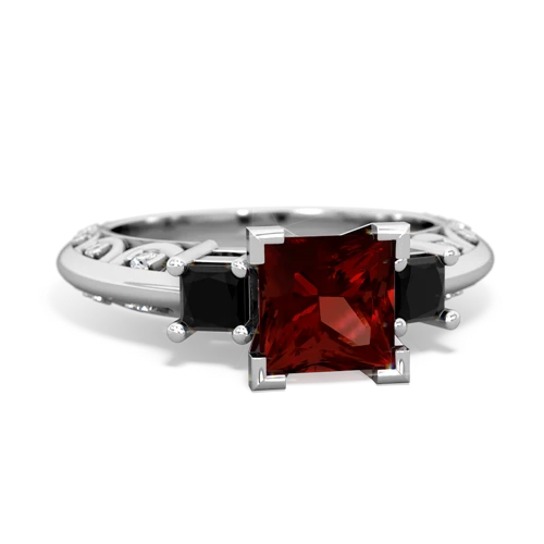 Garnet Genuine Garnet with Genuine Black Onyx and Genuine Pink Tourmaline Art Deco ring Ring