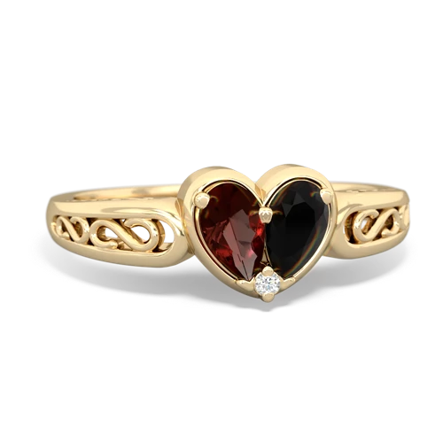 garnet-onyx filligree ring