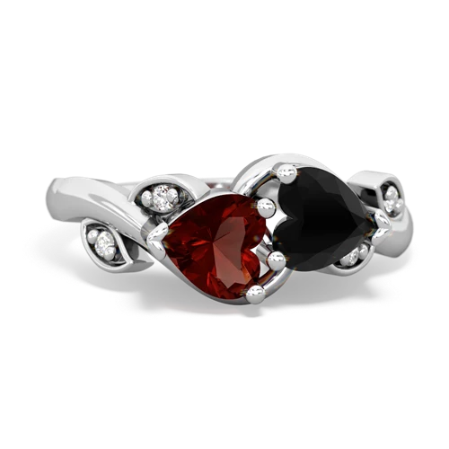 garnet-onyx floral keepsake ring