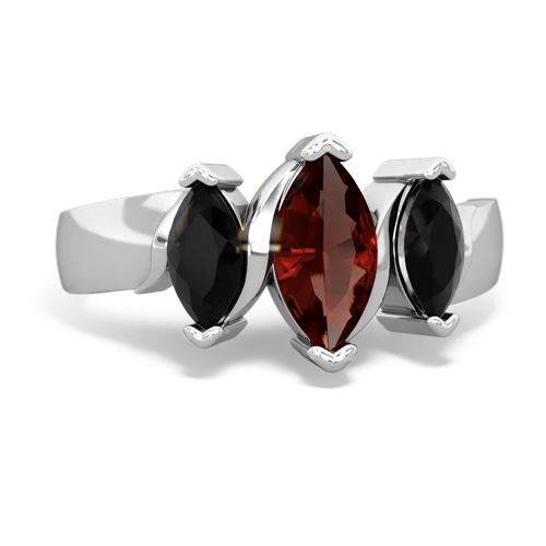 Garnet Genuine Garnet with Genuine Black Onyx and Genuine Pink Tourmaline Three Peeks ring Ring