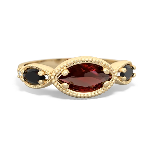 Garnet Genuine Garnet with Genuine Black Onyx and Genuine Pink Tourmaline Antique Style Keepsake ring Ring