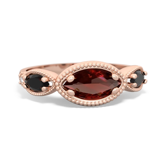 garnet-onyx milgrain marquise ring