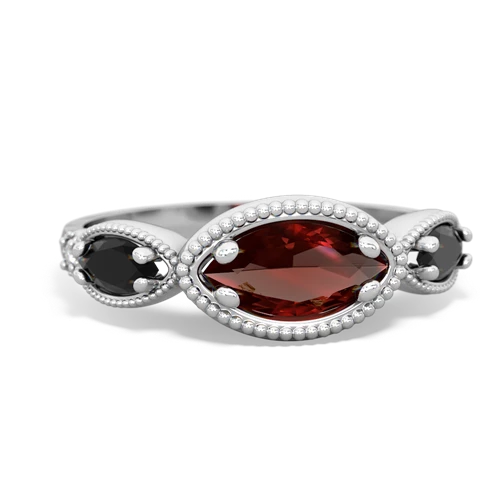 garnet-onyx milgrain marquise ring