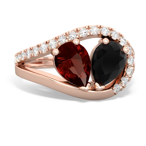 garnet-onyx pave heart ring