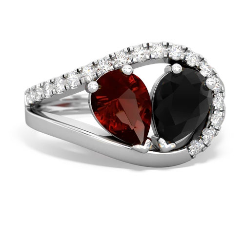 garnet-onyx pave heart ring