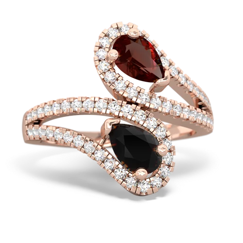 garnet-onyx pave swirls ring