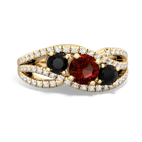 garnet-onyx three stone pave ring