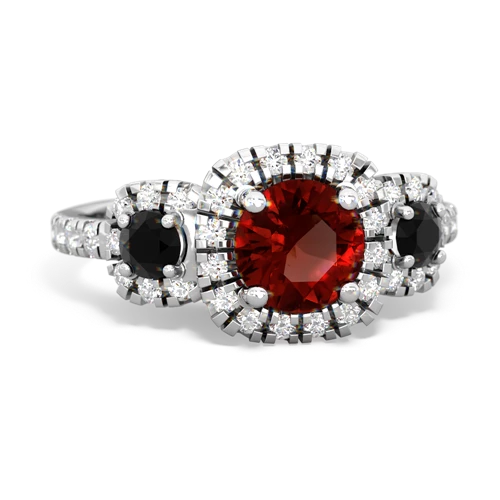 garnet-onyx three stone regal ring