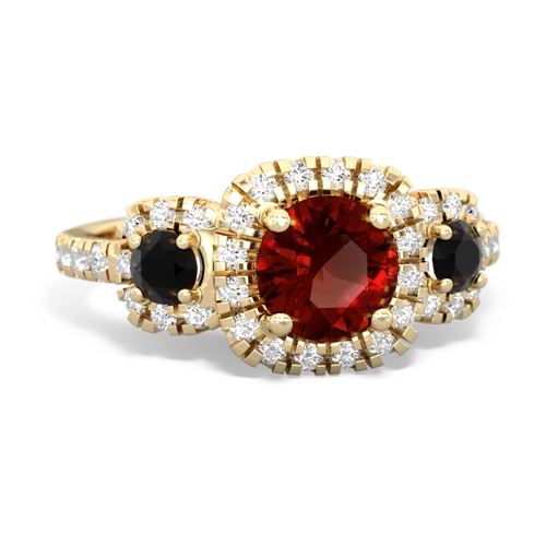 garnet-onyx three stone regal ring