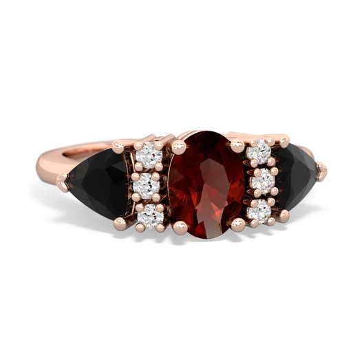 Garnet Genuine Garnet with Genuine Black Onyx and Genuine Pink Tourmaline Antique Style Three Stone ring Ring