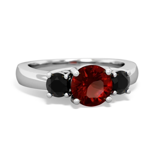 Garnet Genuine Garnet with Genuine Black Onyx and Genuine Pink Tourmaline Three Stone Trellis ring Ring