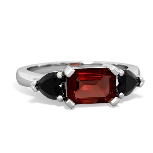 Garnet Genuine Garnet with Genuine Black Onyx and Genuine Pink Tourmaline Three Stone ring Ring