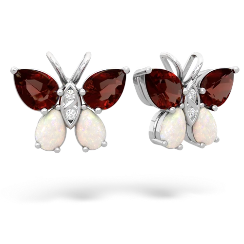 garnet-opal butterfly earrings