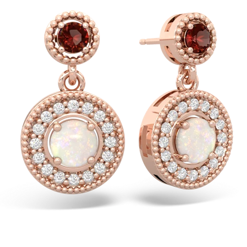 garnet-opal halo earrings
