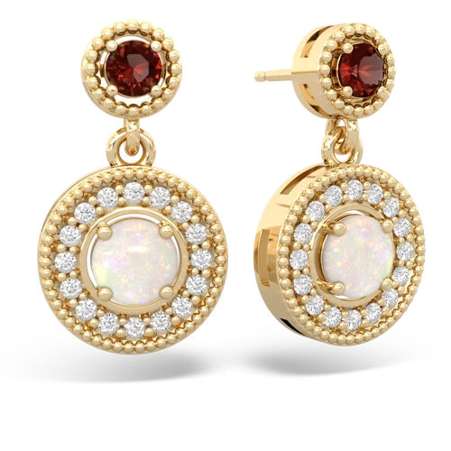 garnet-opal halo earrings