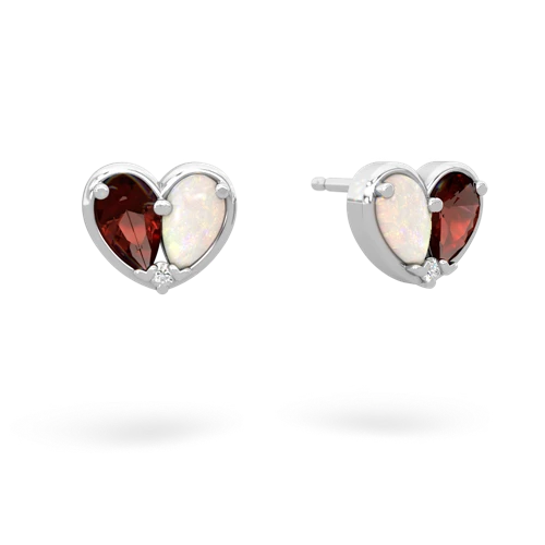 garnet-opal one heart earrings