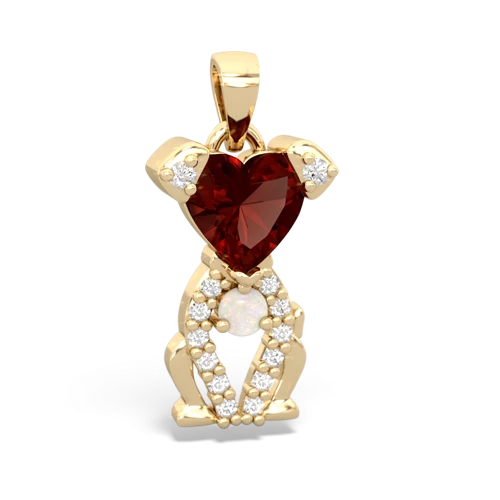 garnet-opal birthstone puppy pendant