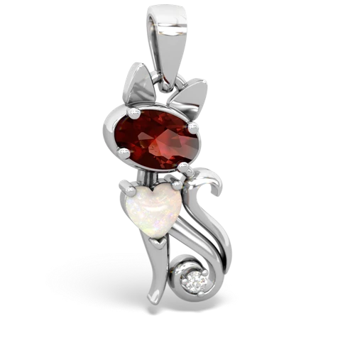 garnet-opal kitten pendant