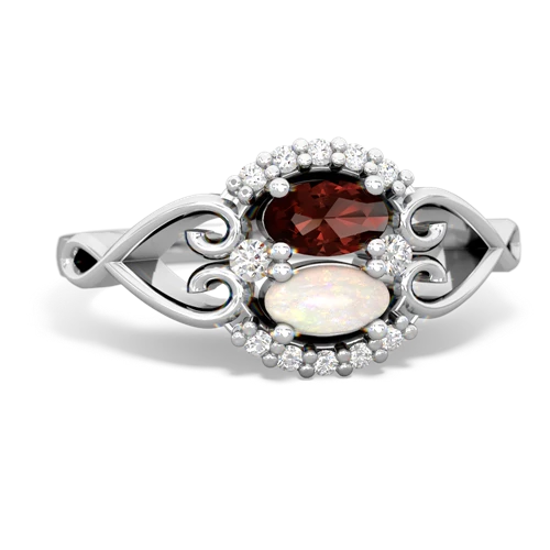 Garnet Genuine Garnet with Genuine Opal Love Nest ring Ring