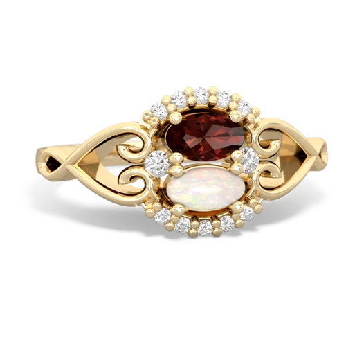 garnet-opal antique keepsake ring